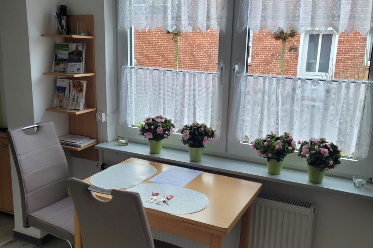 Küche Tisch Stühle Fenster Ferienhaus fewo Ferienwohnung Amelsberg Leer Ostfriesland
